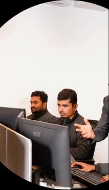 Career page animation showing professional growth and team interaction