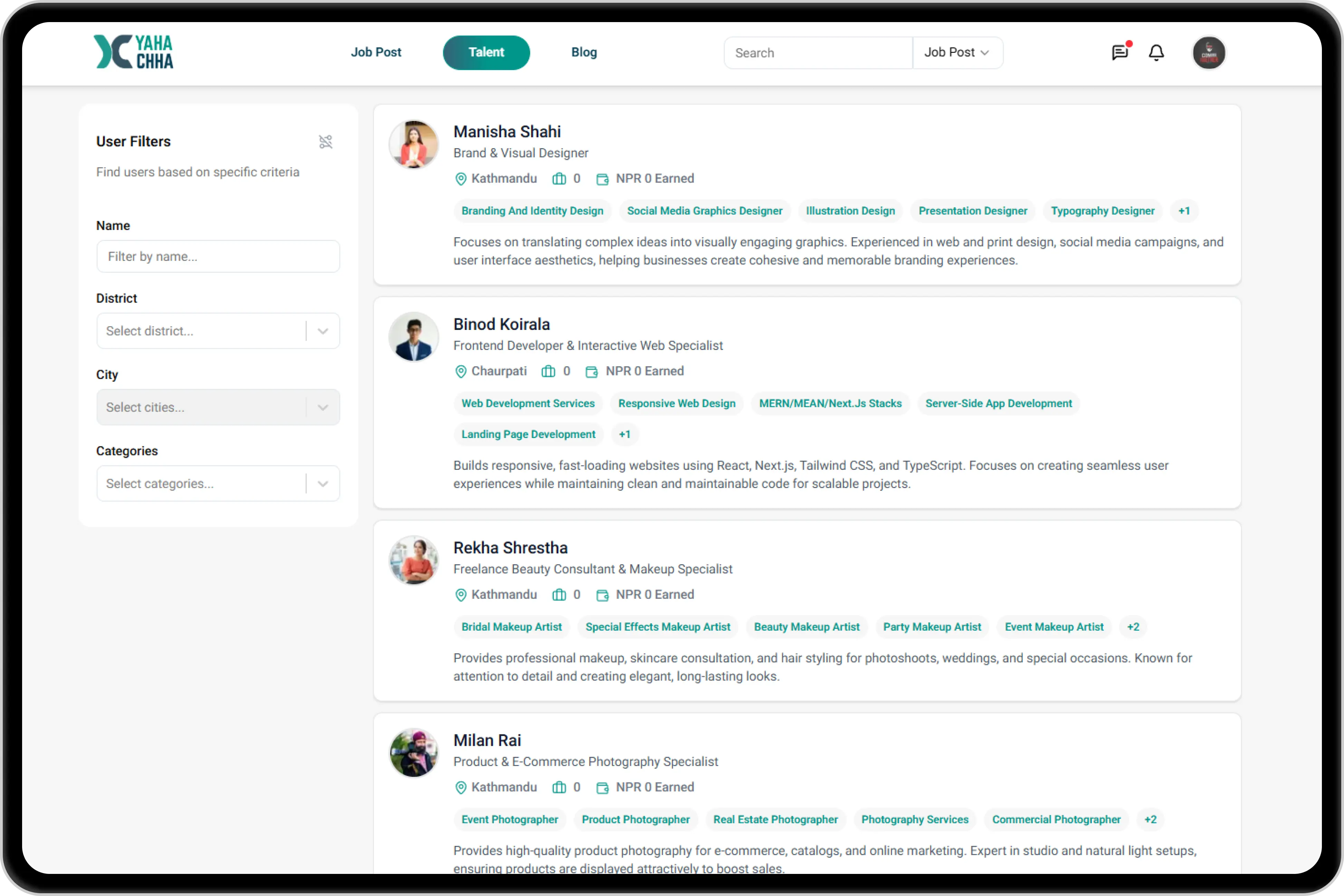 Filter & Find the Right Talent